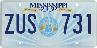 MS license plate ZUS731