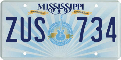 MS license plate ZUS734