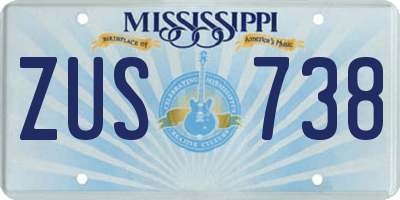 MS license plate ZUS738