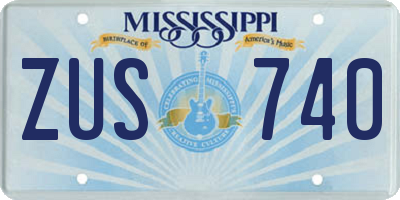 MS license plate ZUS740