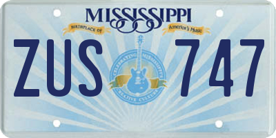 MS license plate ZUS747