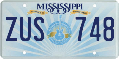 MS license plate ZUS748