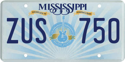 MS license plate ZUS750