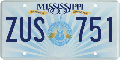 MS license plate ZUS751