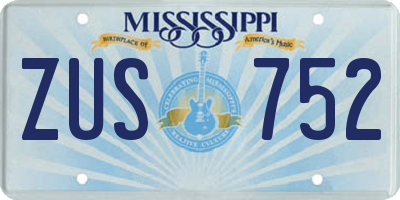 MS license plate ZUS752