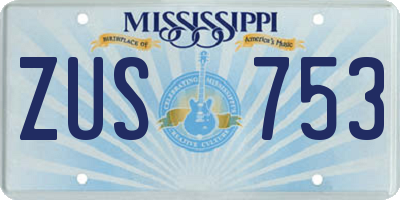 MS license plate ZUS753