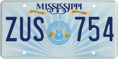 MS license plate ZUS754