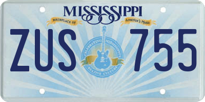 MS license plate ZUS755