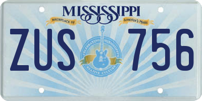 MS license plate ZUS756