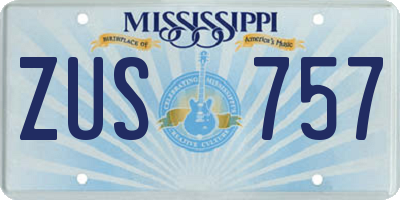 MS license plate ZUS757