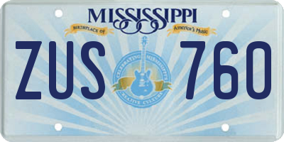 MS license plate ZUS760