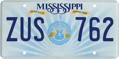 MS license plate ZUS762