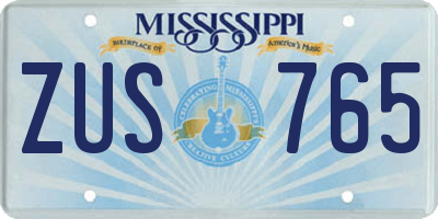 MS license plate ZUS765