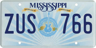 MS license plate ZUS766