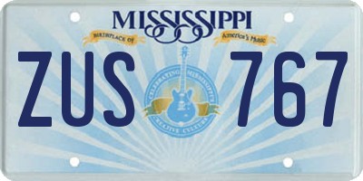 MS license plate ZUS767
