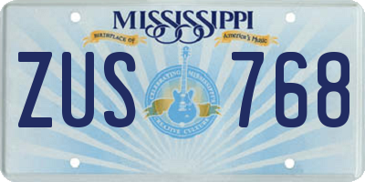 MS license plate ZUS768