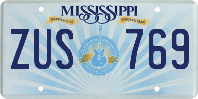 MS license plate ZUS769