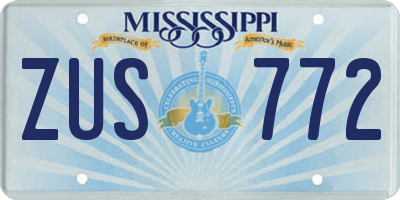 MS license plate ZUS772