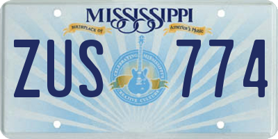 MS license plate ZUS774