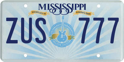 MS license plate ZUS777