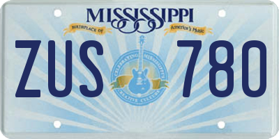MS license plate ZUS780