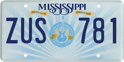 MS license plate ZUS781