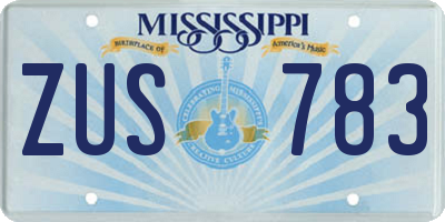 MS license plate ZUS783