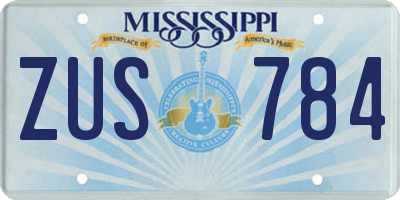 MS license plate ZUS784