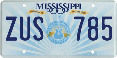 MS license plate ZUS785