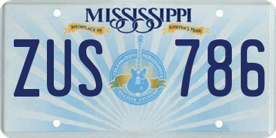 MS license plate ZUS786