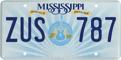 MS license plate ZUS787
