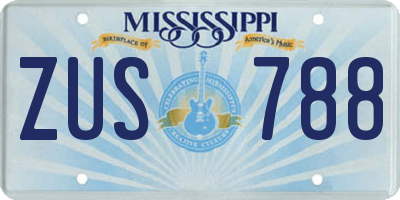 MS license plate ZUS788