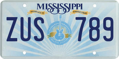 MS license plate ZUS789