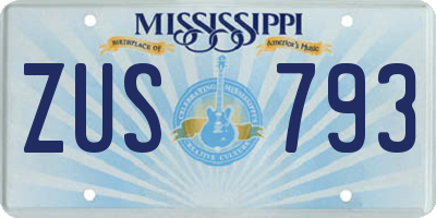 MS license plate ZUS793