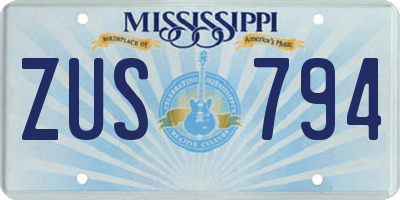 MS license plate ZUS794