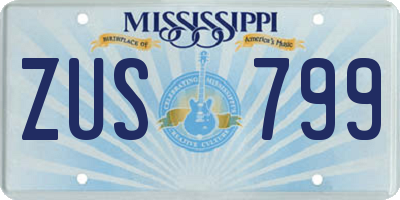 MS license plate ZUS799