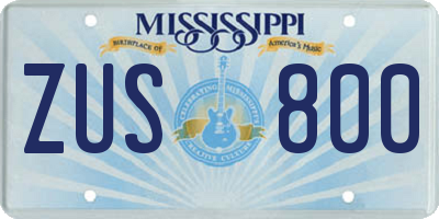 MS license plate ZUS800