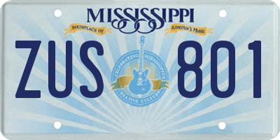 MS license plate ZUS801