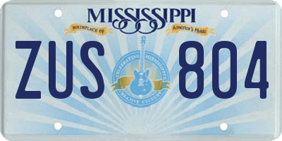 MS license plate ZUS804