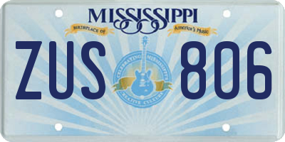 MS license plate ZUS806
