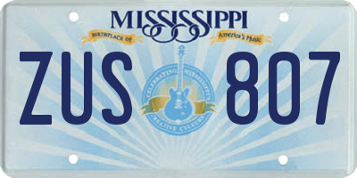 MS license plate ZUS807