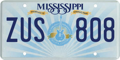 MS license plate ZUS808
