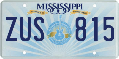 MS license plate ZUS815