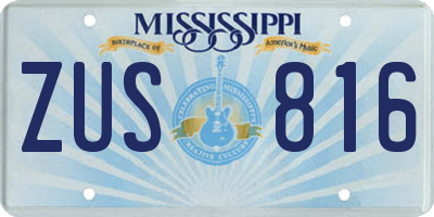 MS license plate ZUS816