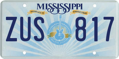 MS license plate ZUS817