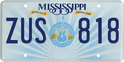 MS license plate ZUS818