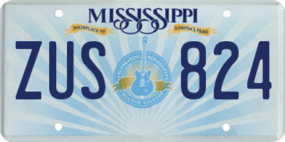 MS license plate ZUS824