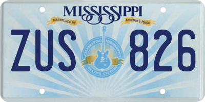 MS license plate ZUS826