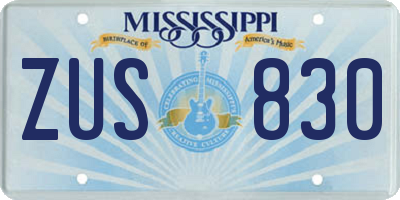 MS license plate ZUS830