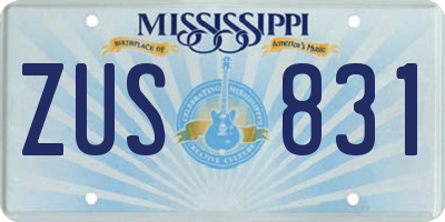 MS license plate ZUS831